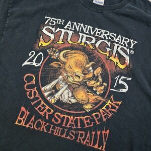 Sturgis Black Hills Rally T-Shirt Mens XL Black Nature Biker 2015 Grunge Buffalo